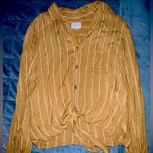 Yellow Striped Button Down Blouse